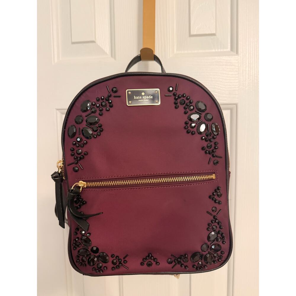 Kate Spade Wilson Road Bradley Backpack - Deep Plum & Wallet